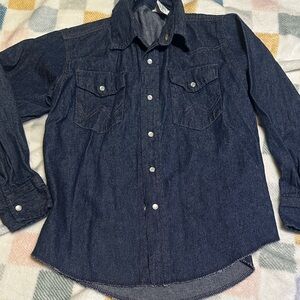 Wrangler Kids Denim Button Down Shirt - Dark Blue